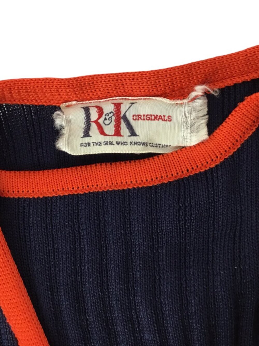 R & K Originals Vtg Twin Sweater Set Tank Cardigan Size 12 Ribbed Knit Nautical - Picture 10 of 11